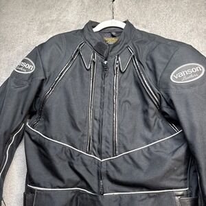 Vanson Cobra Mark 2 Black Leather Motorcycle Jacket Armor USA‎ Made Large